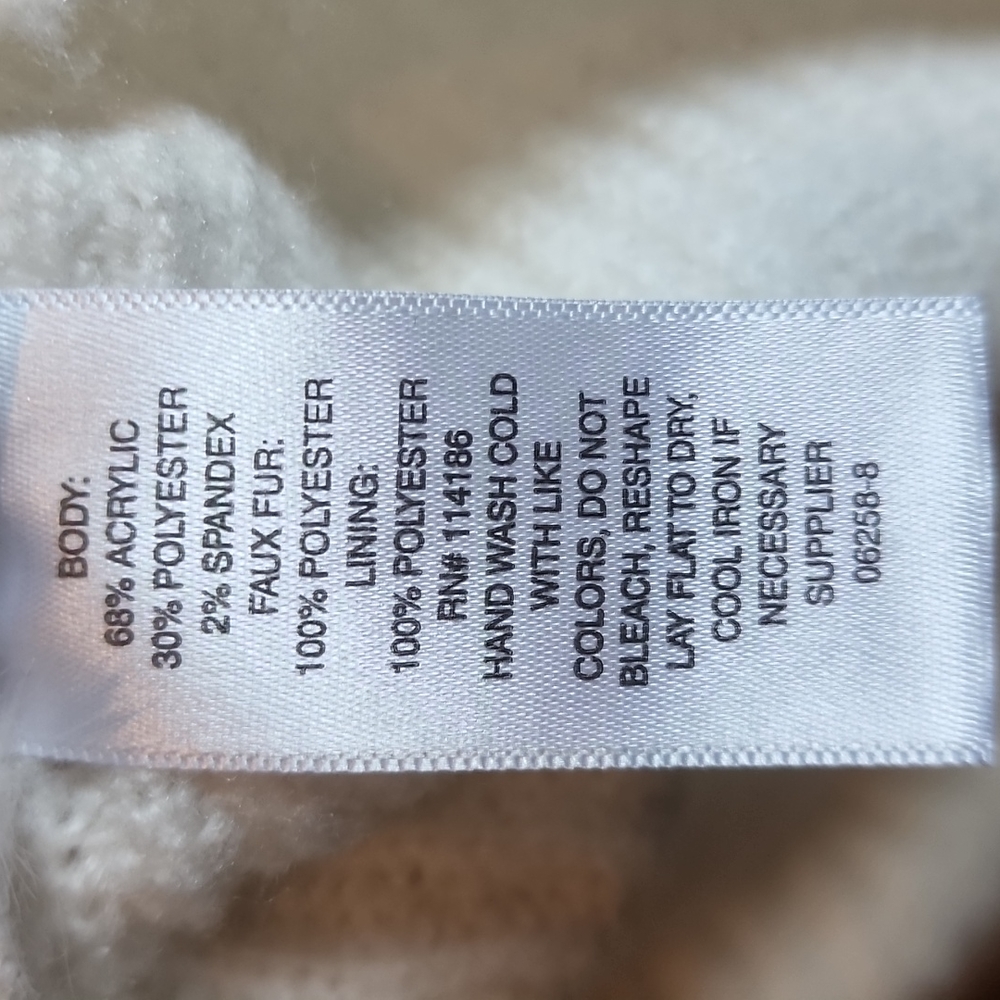 Liz Claiborne: Full-zip Faux-fur Sweater Vest, Crem/White, Small - Picture 4 of 4